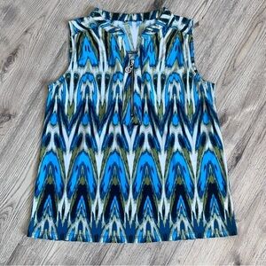 ANNE KLEIN Navy Sleeveless Top with Zipper Size Large